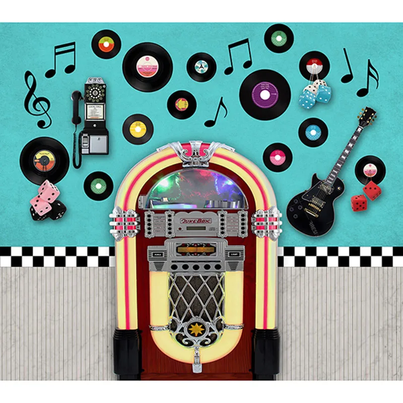 50S Disco Party Decoration Banner Sfondo 1950S Jukebox American Diner Music Rock Roll 50'S Vintage Restaurant Per La Fotografia