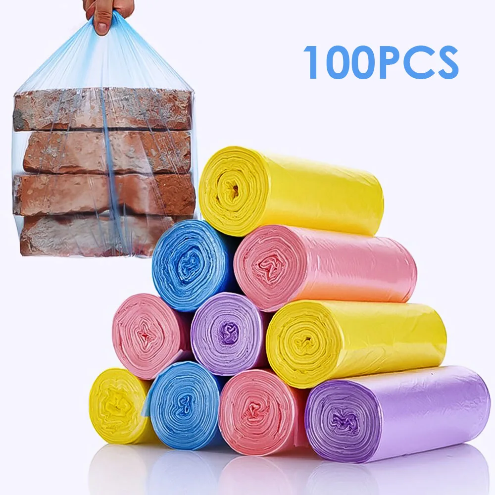 5 Rolls 1 Pack 100Pcs Household Disposable Trash Pouch Kitchen Storage Garbage Bags Cleaning Waste Bag Plastic Bag Clean Storage