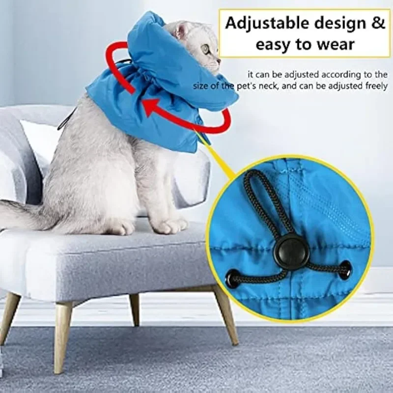 Cat Cone,Adjustable Cat Cone Collar Soft,Cat Recovery Collar, Stop Licking for Small Large Cats- Easy for Cats to Eat and Drink 3
