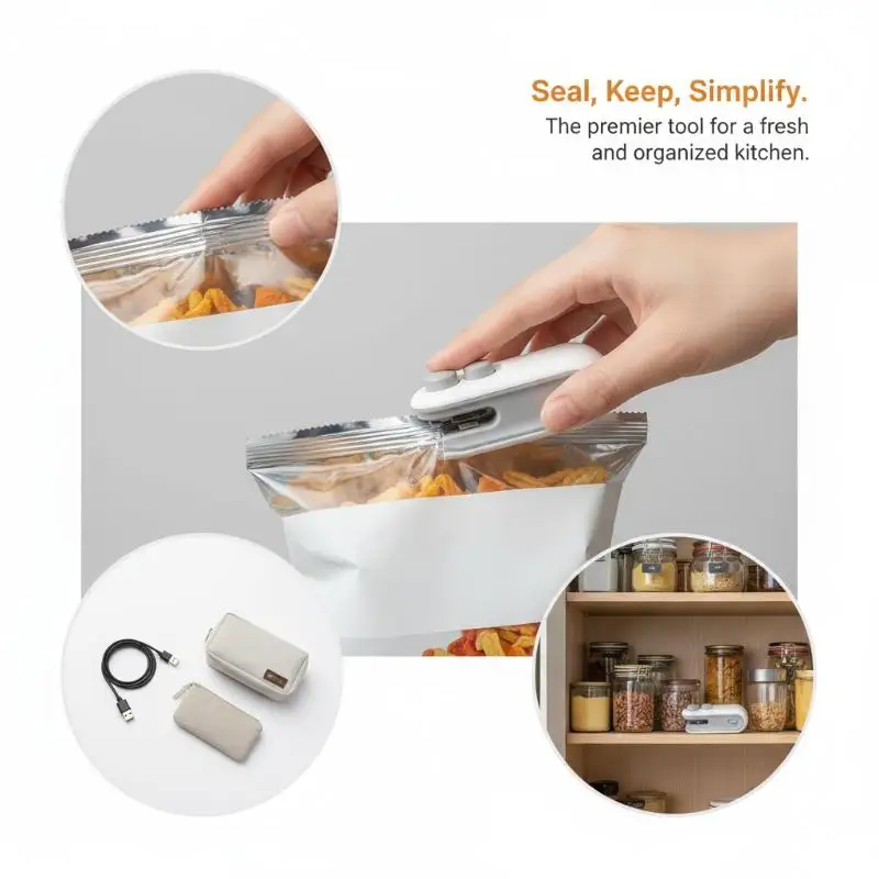 Mini Handheld Food Heat Sealer USB Recharging Bag Resealer for Food Storage Seal Freshness Portable Device 5