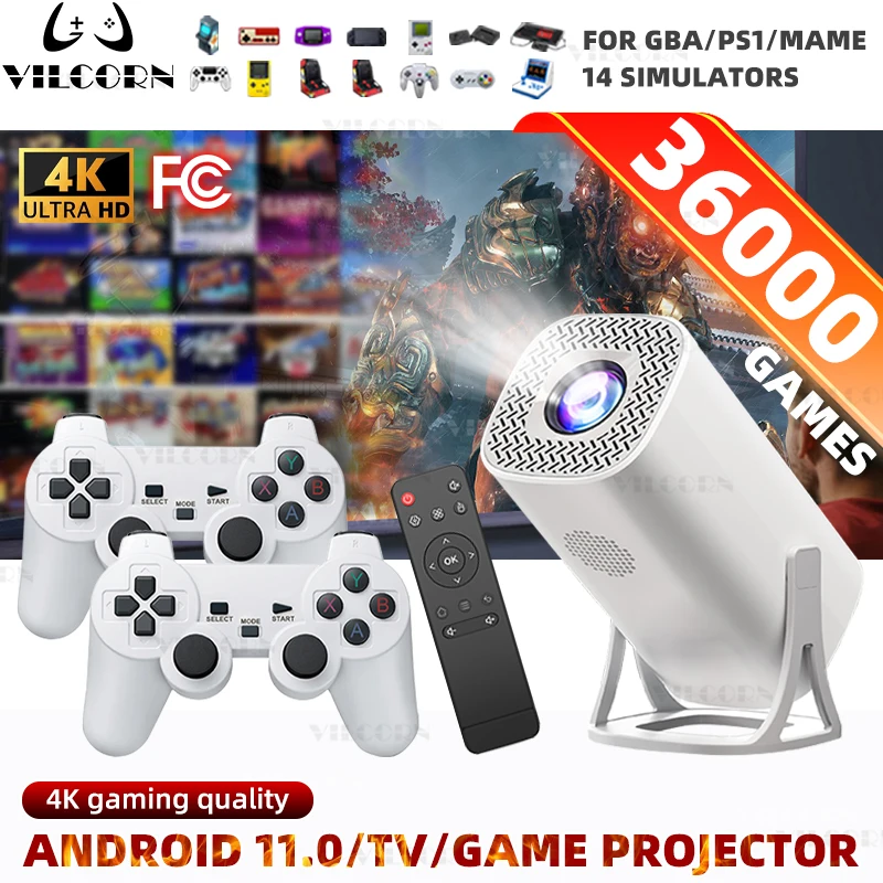 S40MAX Android 11 Gaming Projector Home Theater Wireless Gaming Controller Dual WIFI 1280*720P For MirrorCast/Youtube/Disney+ gaming projector