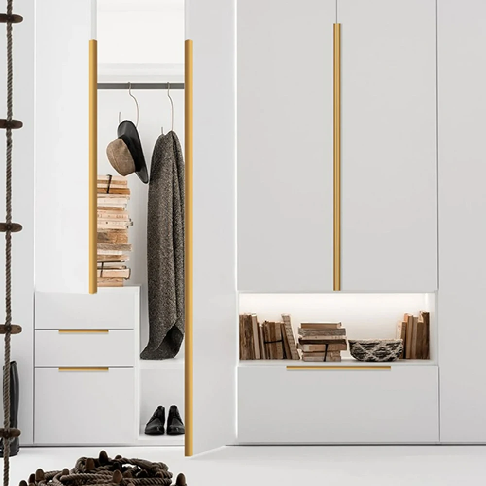 Hidden Handles Furniture Kitchen Cabinet Dresser Drawer Knobs Aluminum Alloy Wardrobe Cupboard Door Handle Hardware