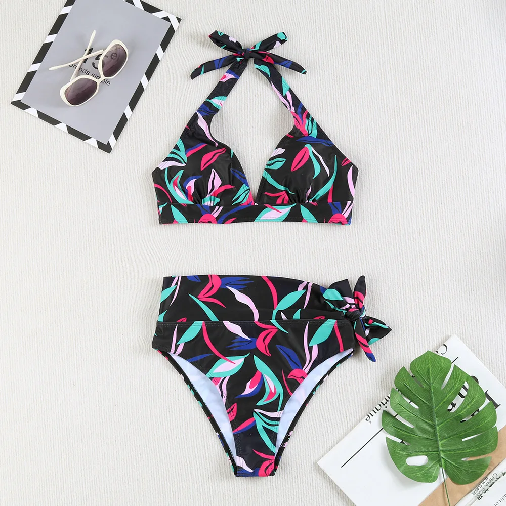 2024 Women Swimsuit Sexy Women High Waist Bikini Swimwear Female Vintage Printed Bikinis Set Two Piece Bathing Suit Beachwear