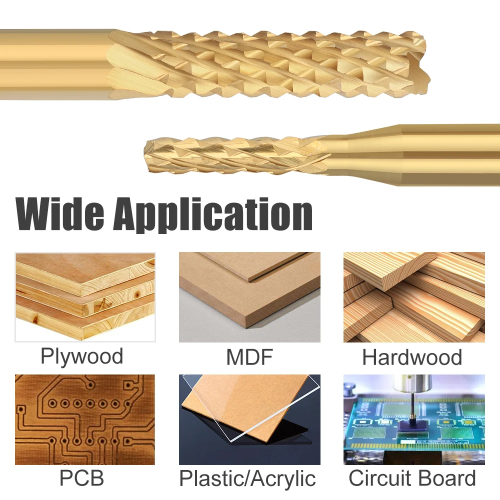 PCB Milling Cutter XCAN 10pcs TiN Coated 0.5-3.175mm CNC Router Bit 3.175mm Shank Carbide End Mill PCB Machine Milling Tools