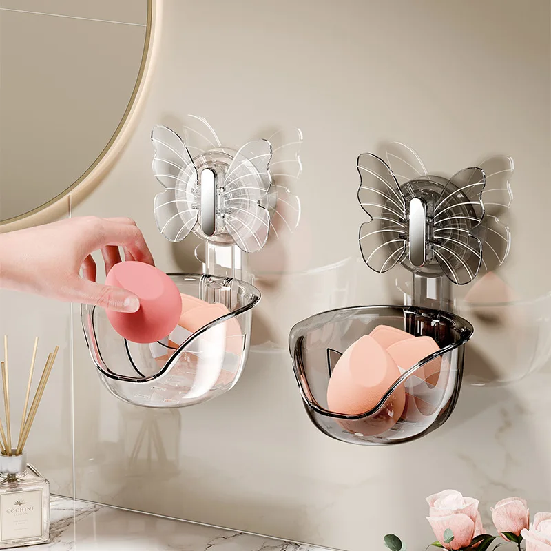 Bathroom Storage Rack Punch-free Storage Box Bathroom Suction Cup Wall-mounted Washbasin Makeup Storage Rack 2