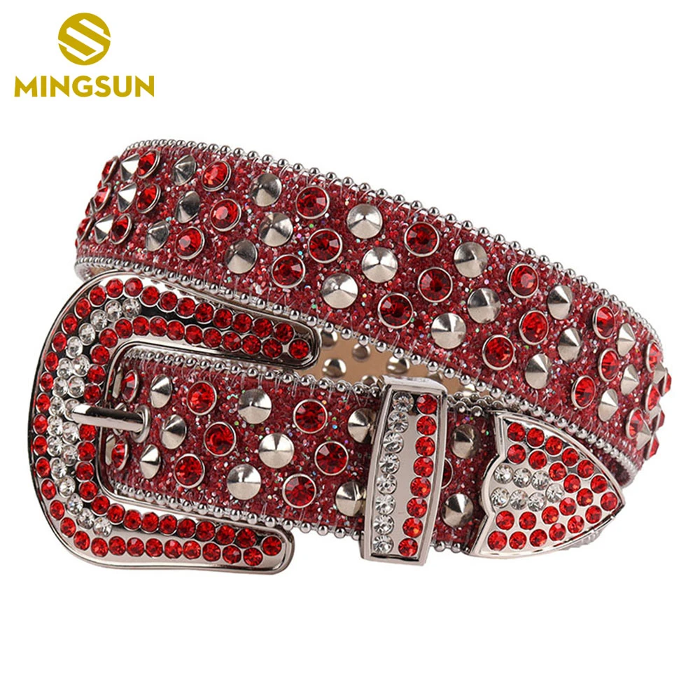 Red Diamond Belt Jeans Bling Large Silver Alloy Buckle Fashion Designer  Belts For Women High Quality Leather Ceinture Femme Luxe - Belts -  AliExpress