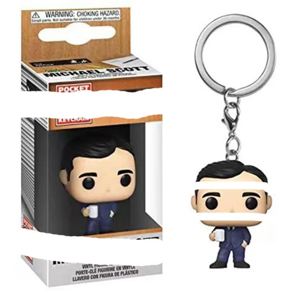 Funko POP Keychain The Office Michael Pam Beesly Kevin Malone Anime Cartoon Mini Action Toy Figures Pendant Keychains Kids Gifts 5