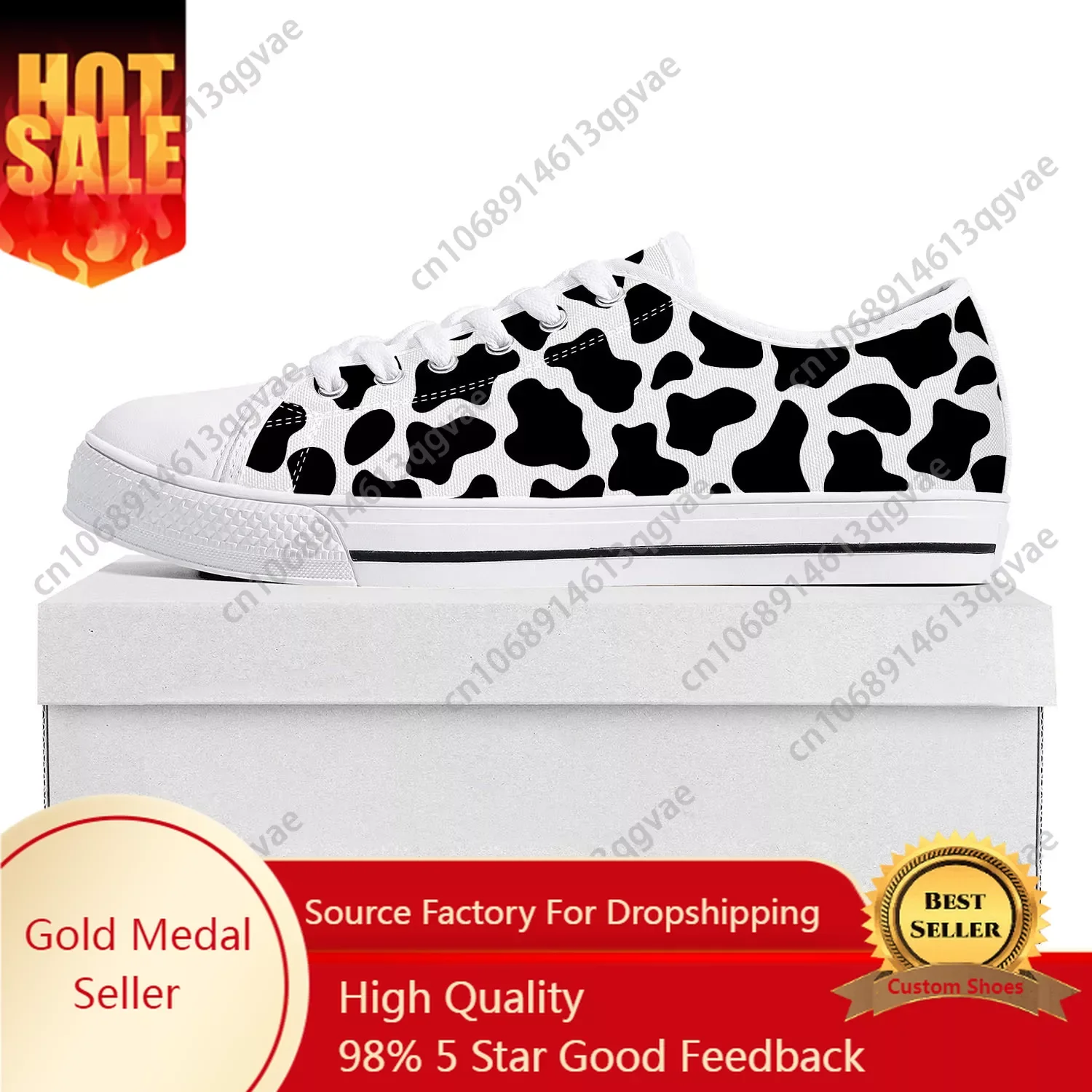 

Cow Print 3D Pattern Low Top High Quality Sneakers Mens Womens Teenager Canvas Sneaker Black White Printed Couple Custom Shoe