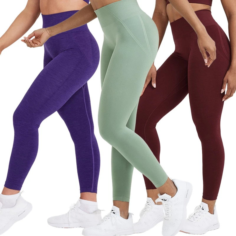 3 Pack Effortless Seamless Leggings GYM Scrunch Booty Butt Women Push Up  Leggings Workout Tights Fitness High Waisted Yoga Pants