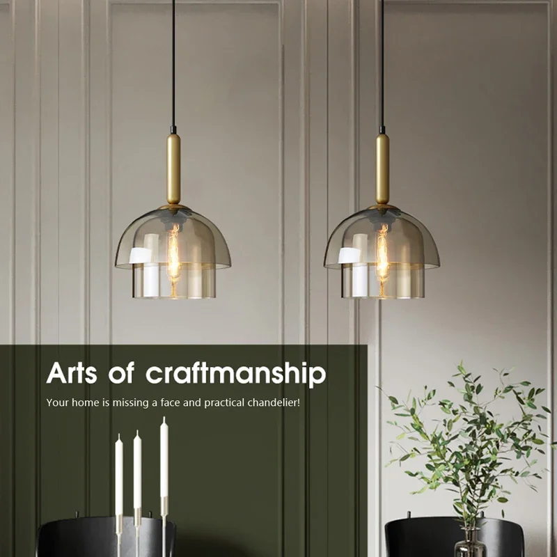 LED Vintage Art Champagne Chandelier Glass Pendant Lamp Restaurant Living Room bedroom Aisle Bar Decor Hanging Lighting Fixtures