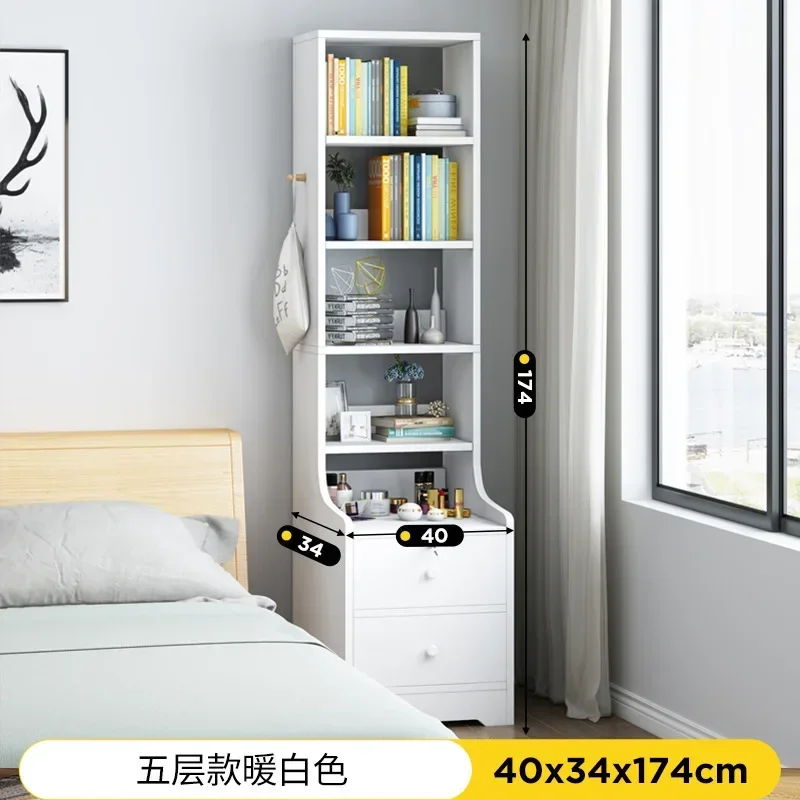 High Bedside Table Shelf Simple Modern Nordic Bedroom Bookcases Drawers Storage Organizer Nightstands Comodino Home Furniture