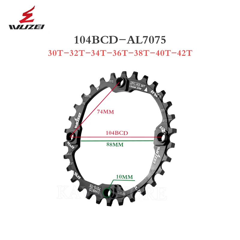 Wuzei 104BCD MTB Narrow Wide Chainring 5