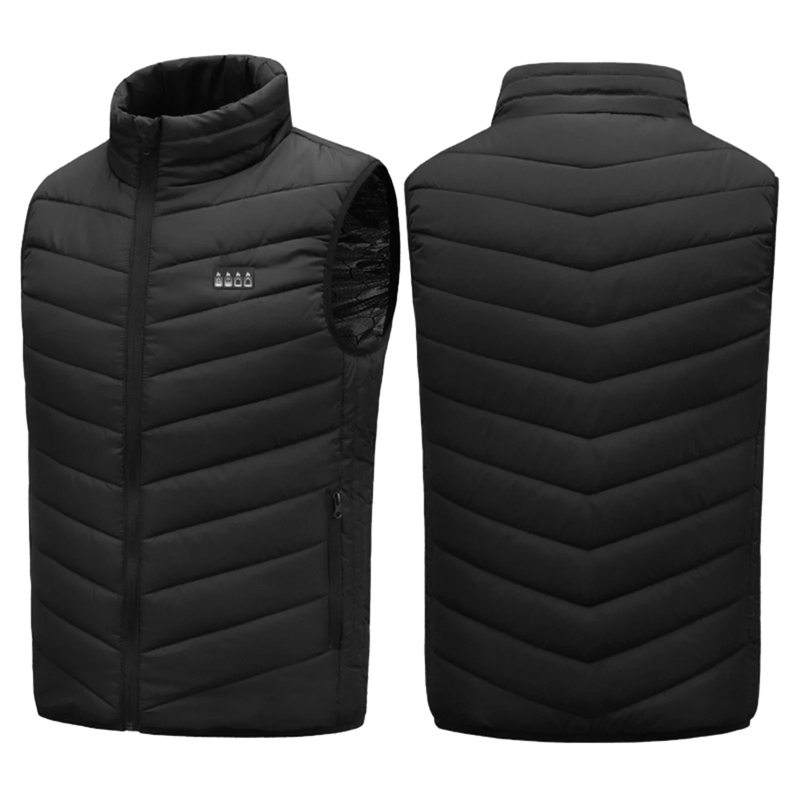 Thermal Warm Waistcoat 4 Modes Electric Heating Sportswear Waterproof Electric Heated Jackets for Skiing Hiking Camping — Color: Black / Size: 4XL