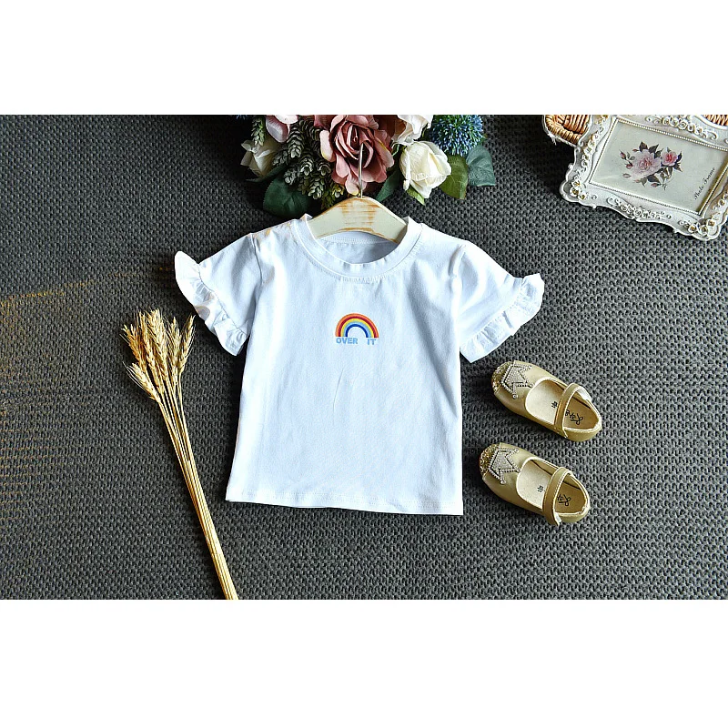 Kids Clothing Set Girls Clothing Set Girls Printed Rainbow Short-Sleeved T-Shirts And Skirts Suit 2pcs