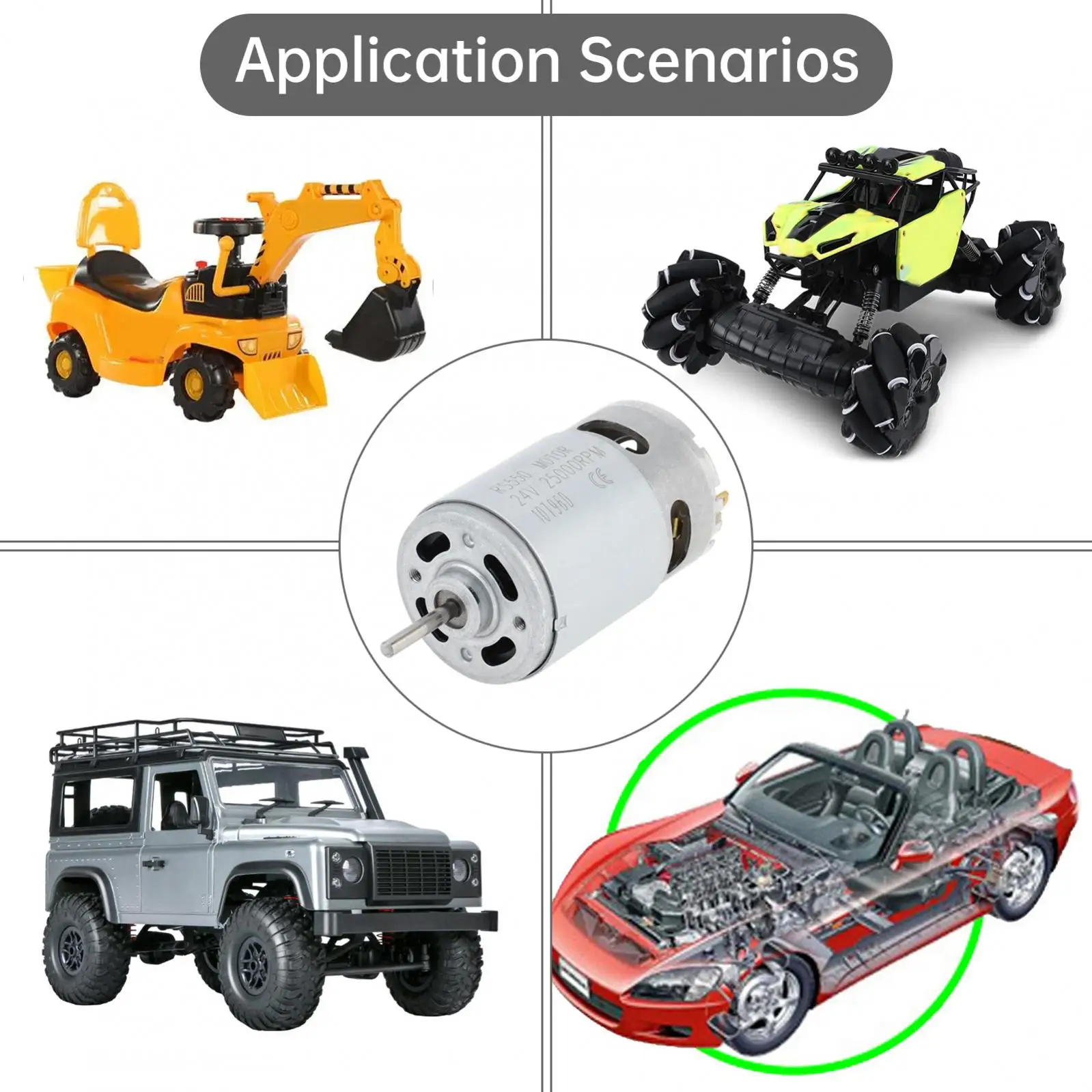 Motore RS550 12V Ad Alta Velocità – 35-55W, Per Macchinine Elettriche E Giocattoli Per Bambini