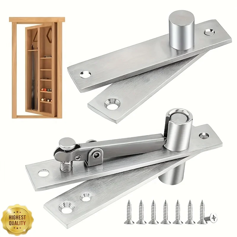 360 °   การหมุน Heavy Duty Pivot บานพับ,สแตนเลสซ่อนบานพับประตู,ที่มองไม่เห็น Pivot ประตูฮาร์ดแวร์สําหรับ Secret ประตูชั้นวางหนังสือ 1