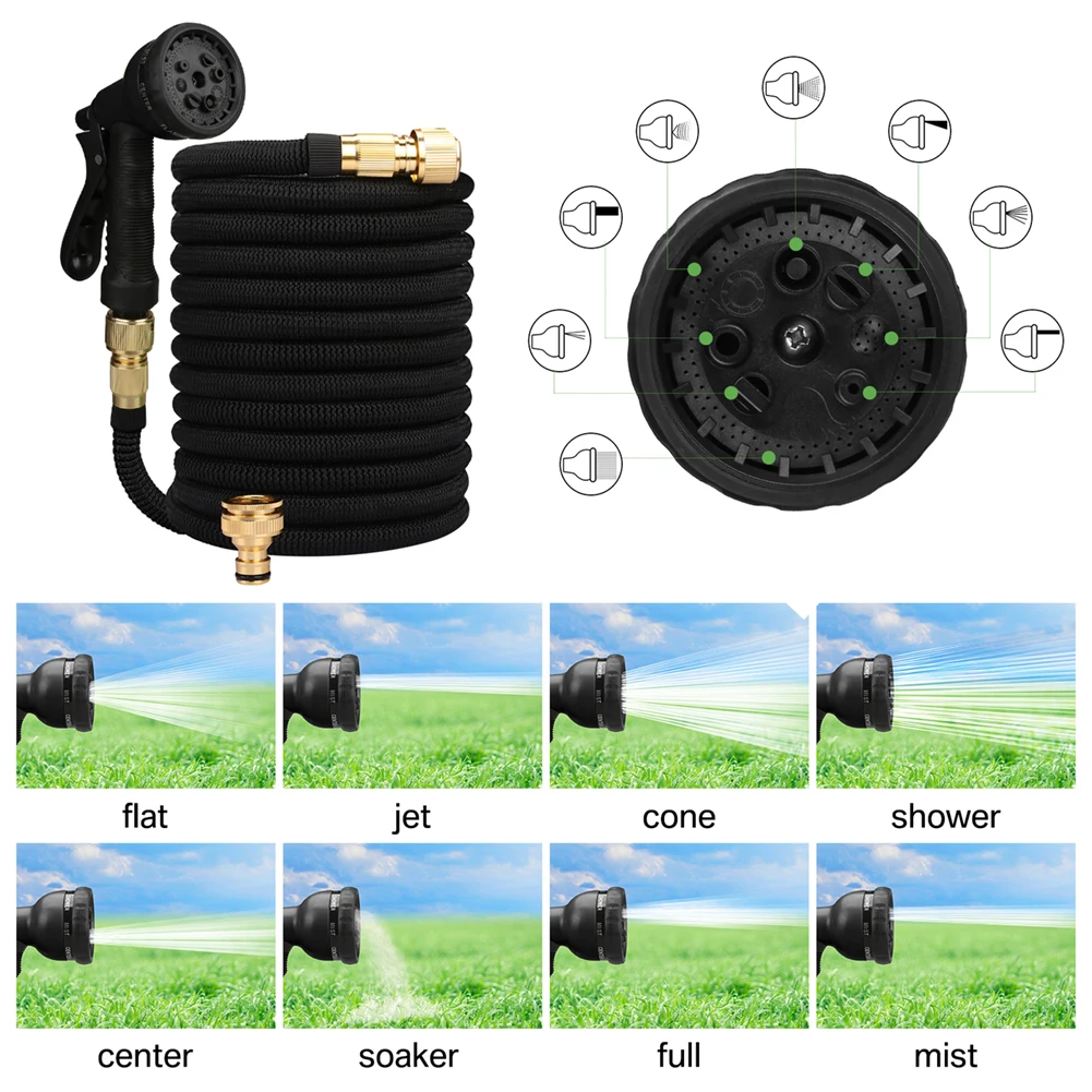 50/75/100ft Portable Garden Hose Water Gun For Cleaning Car Wash Machine Watering Sprinkler Durable Water Gun with Water Hose 2
