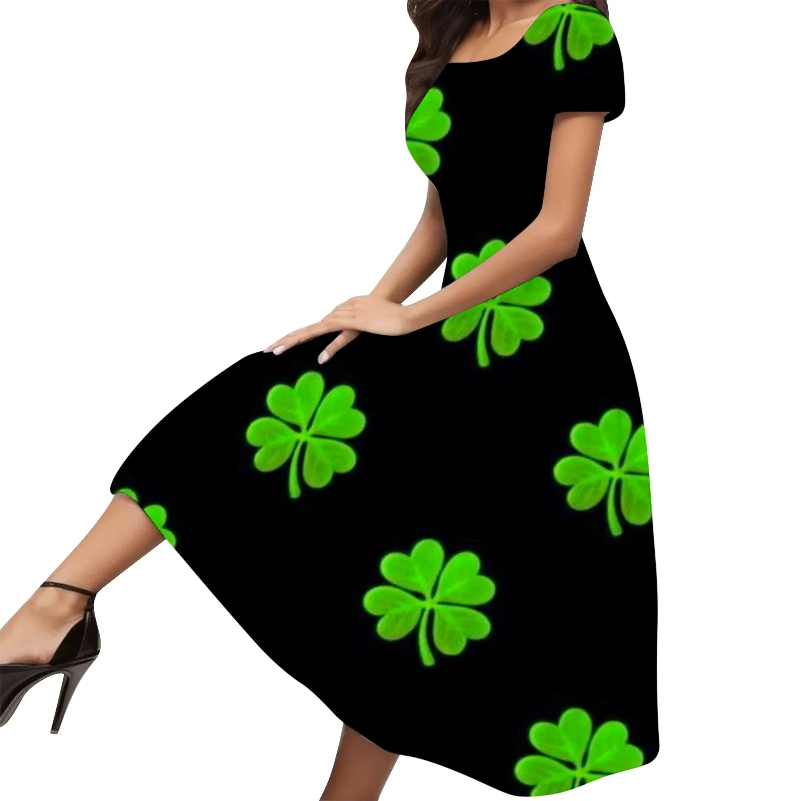 

Long Casual Dress Women's Spring And Summer Fashionable Temperament Elegant Green Themed Printed All Women's Summer Dresses