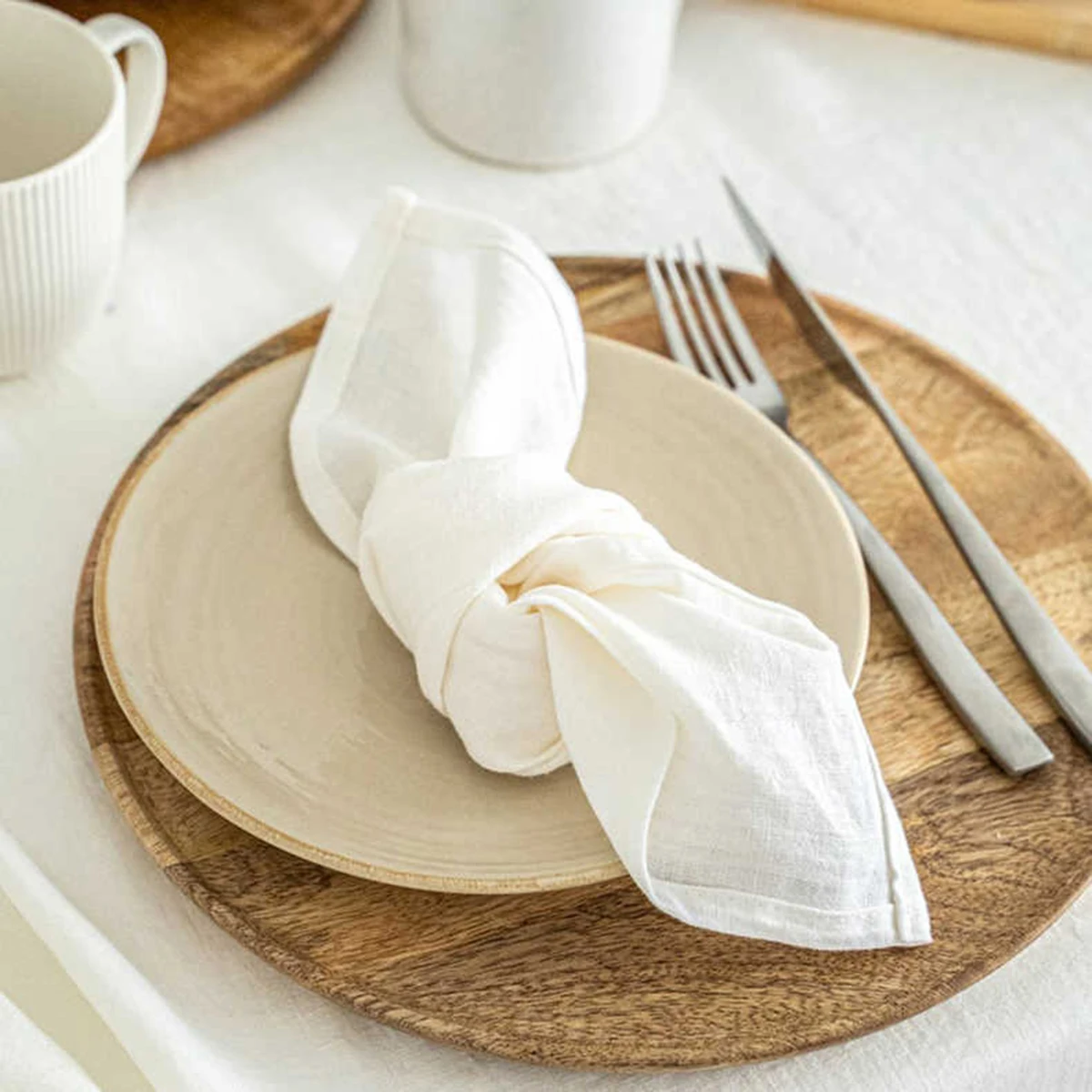 Set Of 6 40x40cm Table Cloth Napkins Durable Polyester Thicken Placemat Reusable for Kitchen Dining  Wedding Decoration 3