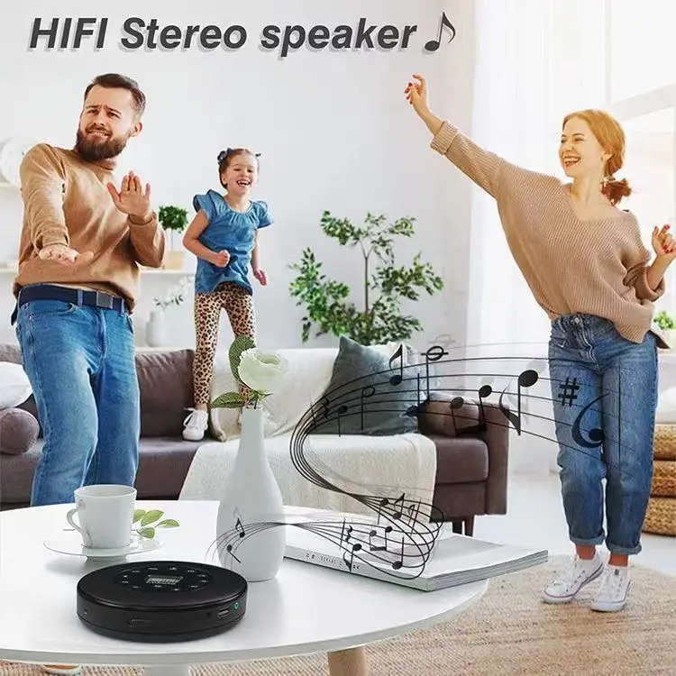휴대용 CD 플레이어, USB 플레이어, AUX, 스테레오 스피커, 스테레오 헤드폰 잭, 재생 속도 제어, 충전식 배터리