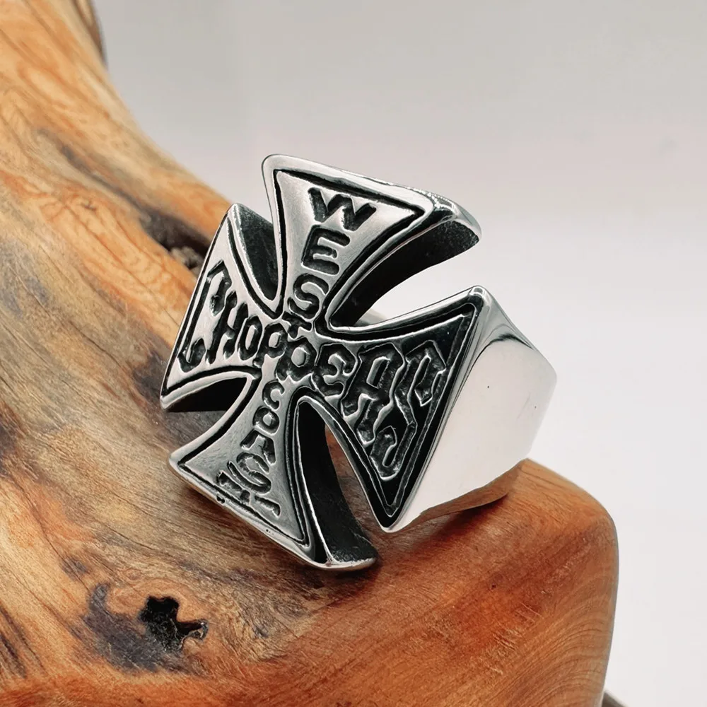 west coast choppers リング　アイアンクロス Cross Ring 316L Stainless Steel Jewelry Biker Punk Men