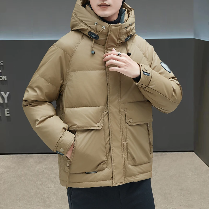 가을 겨울 신상 남성 하이킹 다운 재킷 후드 캐주얼 올매치 화이트 덕다운 코트 패션 편안한 아우터웨어 2025 트렌드