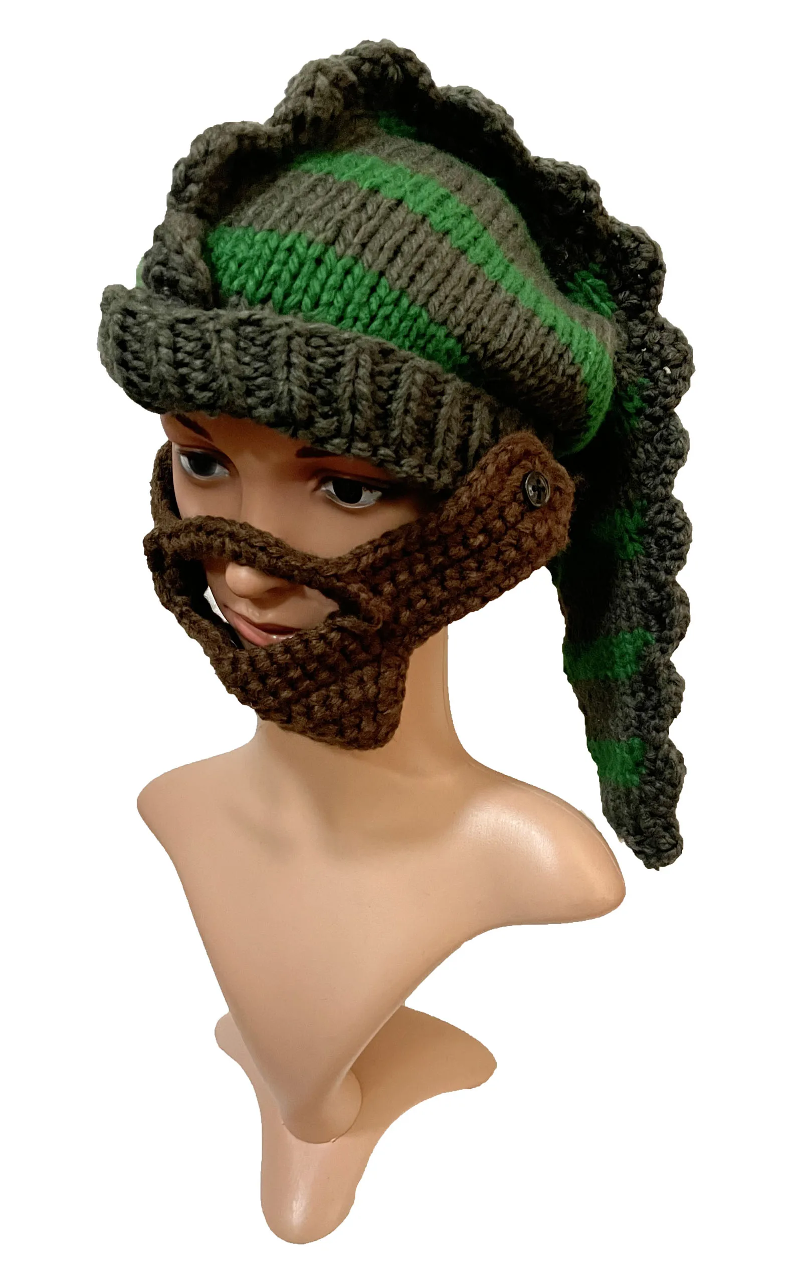 

BomHCS Funny Dinosaur Beanie with Mouth Cover Beard Hat Halloween Party Prank Cap