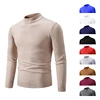 Autumn New Sweater Men's Half High Neck Basic Solid Color Casual Versatile Round Neck Knit with Slim Fit Elastic Sweater Inside 1
