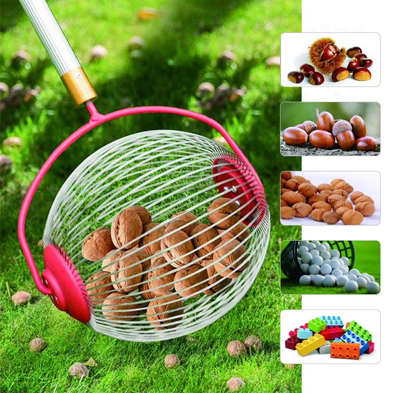 Fruit Nut Picker Collector Home Garden Rolling Nut Harvester Fruit Picker With Telescoping Pole