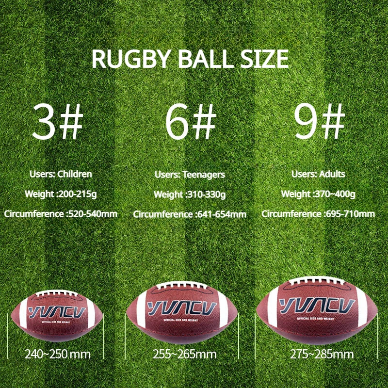 American Football Rugby Ball Standard Game Training Football Rugby Ball Accessories Adult Size9 Youth Size6 Children Size3