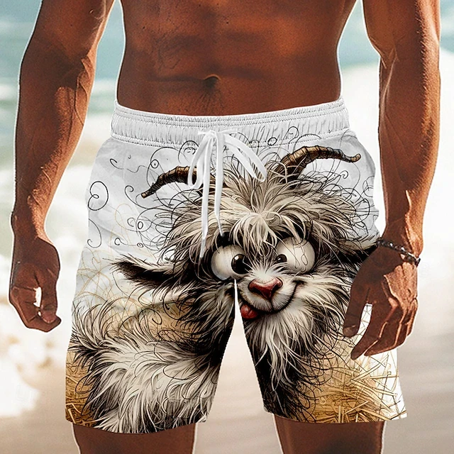 divertidos pantalones cortos de playa para hombre con estampado 3d de animales, secado rápido, cintura elástica con cordón, diseño de cabra y gato, pantalones cortos deportivos con gráficos de dibujos animados Divertidos Pantalones Cortos de Playa para Hombre con Estampado 3D de Animales, Secado Rápido, Cintura Elástica con Cordón, Diseño de Cabra y Gato, Pantalones Cortos Deportivos con Gráficos de Dibujos Animados 3