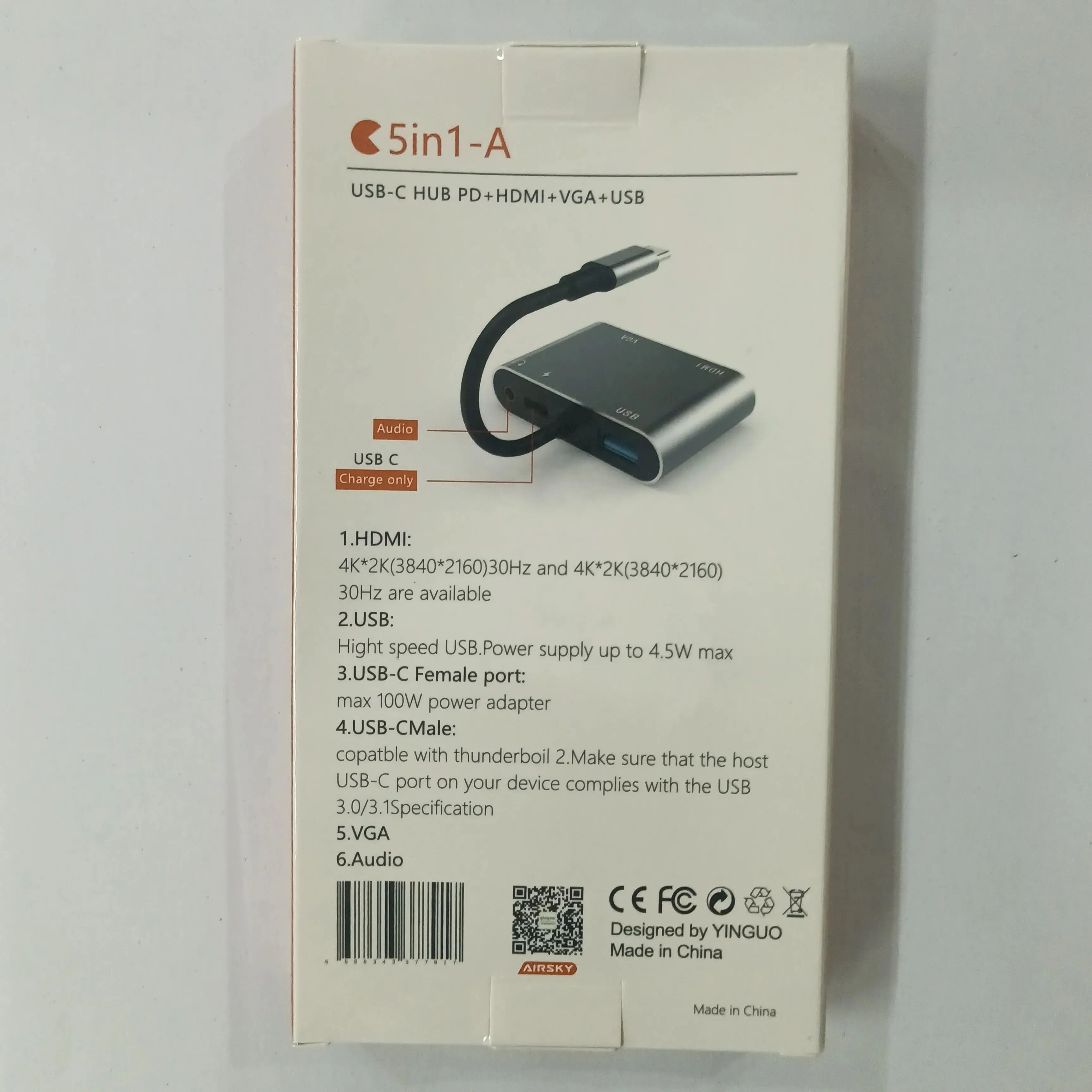 AIRSKY Docking Station USB C to VGA AUX HDMI Adapter Hub for Nintendo Switch Sony PlayStation Microsoft Xbox Huawei Xiaomi