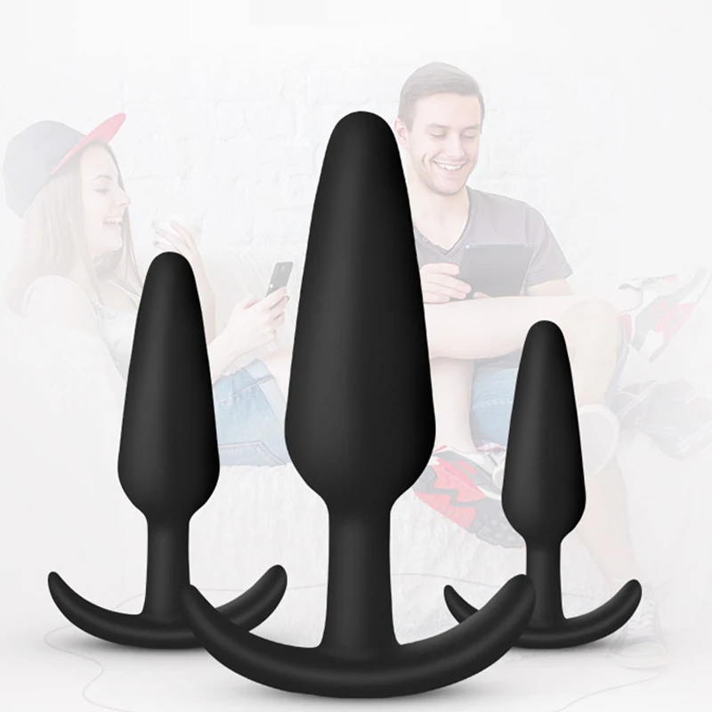 100% Safe Silicone Dildo Anal Plugs Butt Plug Unisex Sexy Stopper 3 Different Size Adult Sex Toys for Men/Women Trainer Massager