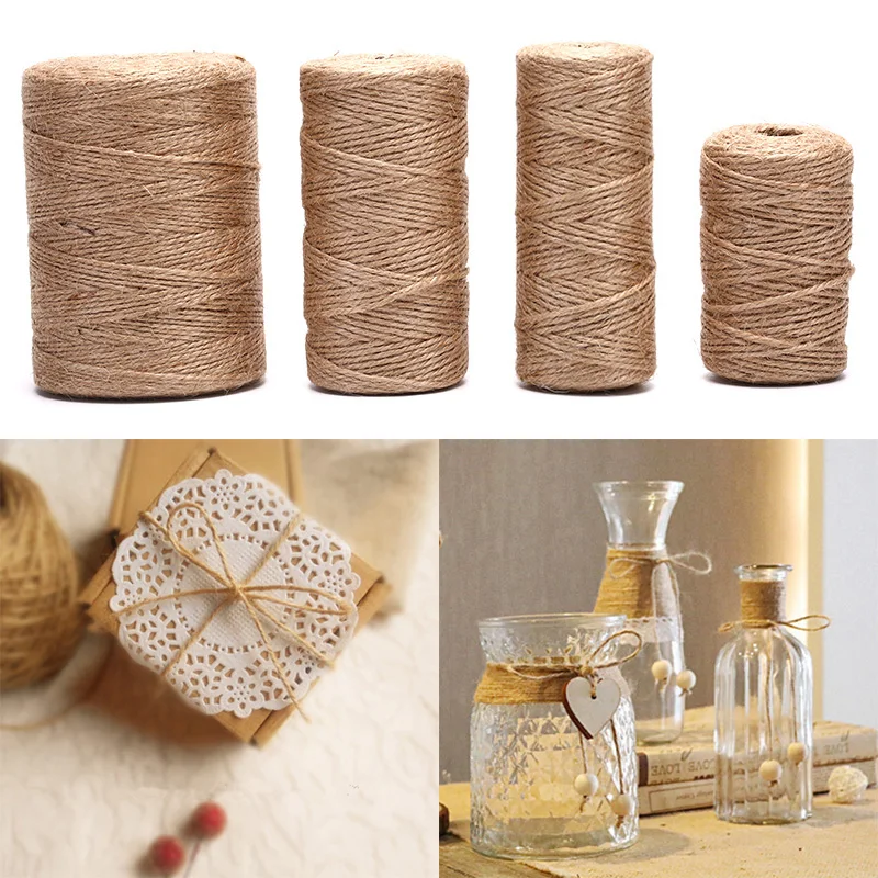 Jute Rope Packaging Cord 50m 80m 100m Handmade Hemp Linen Cords To Tie Burlap Twine String DIY Craft Decoration