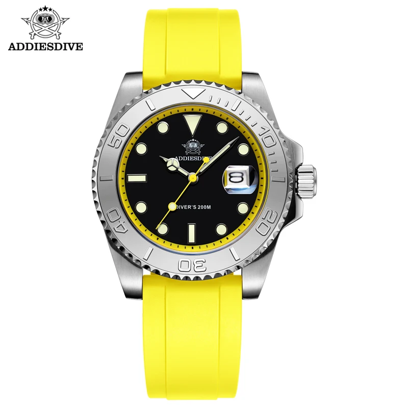 

ADDIESDIVE AD2040 TOP Brand Men Watch Calendar Display Luminous 20Bar Diver Quartz Rubber Silicone Quartz Watch Reloj Hombre