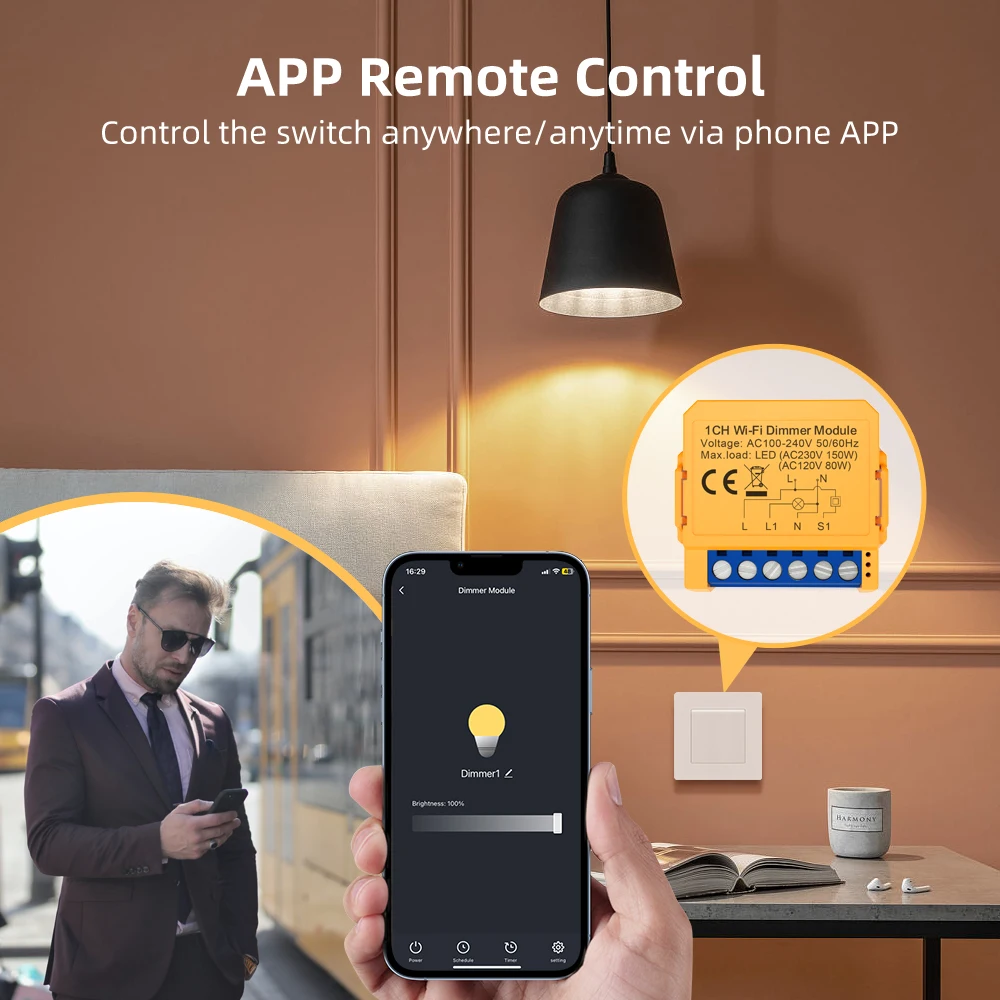 AVATTO Tuya WiFi Smart Dimmer Switch Module 1/2 Gang for APP Remote Control Works With Alexa Google Home smart light switch,led dimmer switch,smart dimmer switch,lamp dimmer,power cords dimmer switch