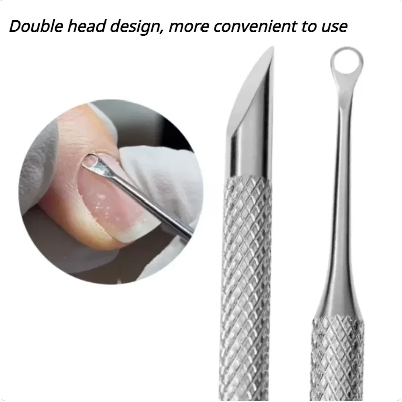 New Nail Double-ended Use Stainless Steel Circle Beveled Head Cuticle Pusher Remover Manicure Sticks Tool Nail Art Tool Best Sellers In Beauty & Health