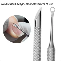 New Nail Double-ended Use Stainless Steel Circle Beveled Head Cuticle Pusher Remover Manicure Sticks Tool Nail Art Tool 1