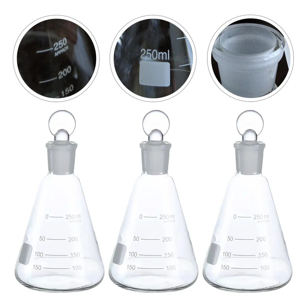 

3 Pcs Various Erlenmeyer Erlenmeyer Conical Flasks Graduated Borosilicate Erlenmeyer Conical Flaskss Glass Experimental Supplies