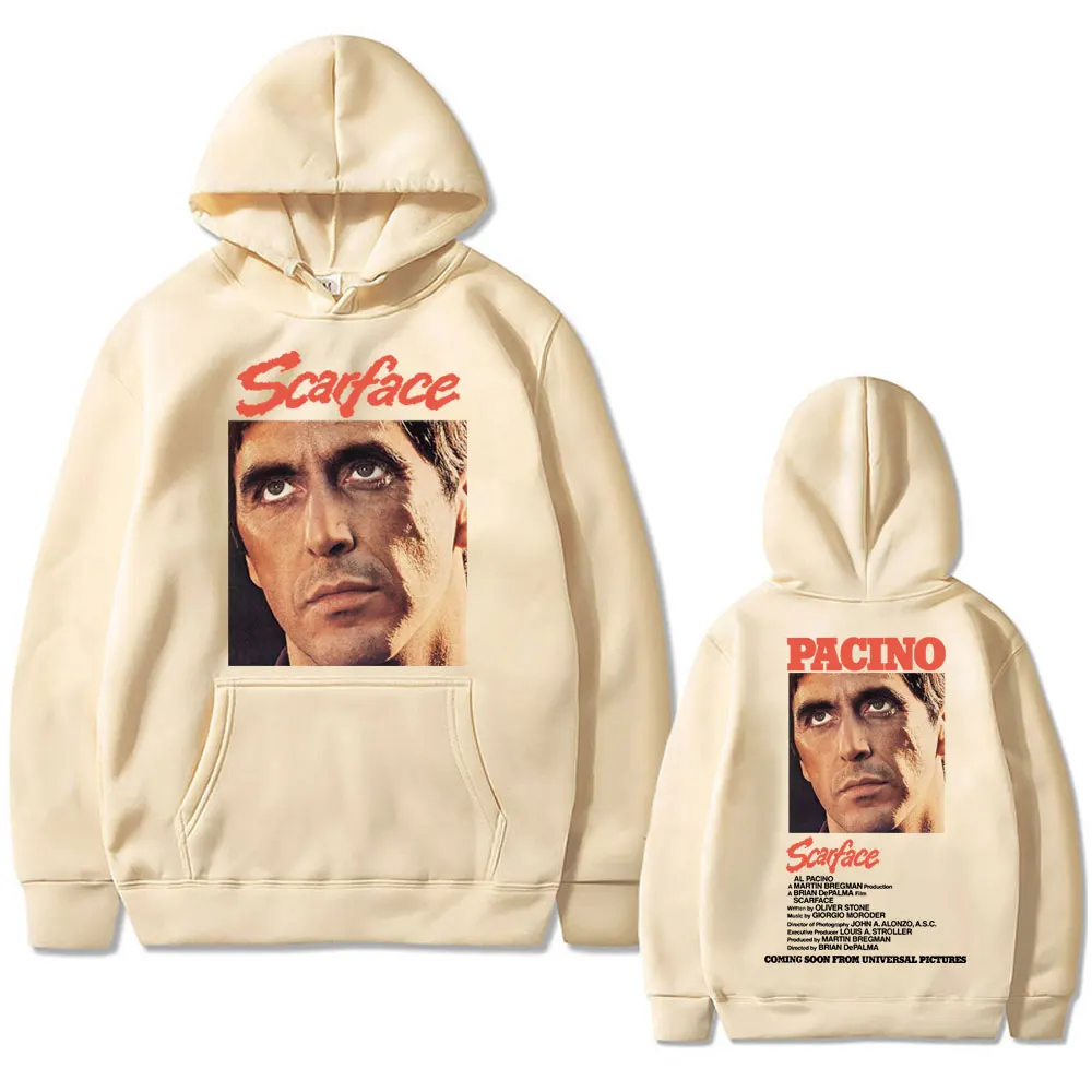 Vintage Movie Scarface Al Pacino As Tony Montana Graphic Hoodie Men Casual Fleece Sweatshirt Male Hip Hop Rock Oversized Hoodies
