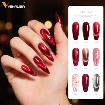 V6 VENALISA 10ml HEMA Free TPO Free Ultra Deep Red Cat Eye Magnet Nail Gel Semi-Permanent Soak Off UV LED Gel Varnish Nails