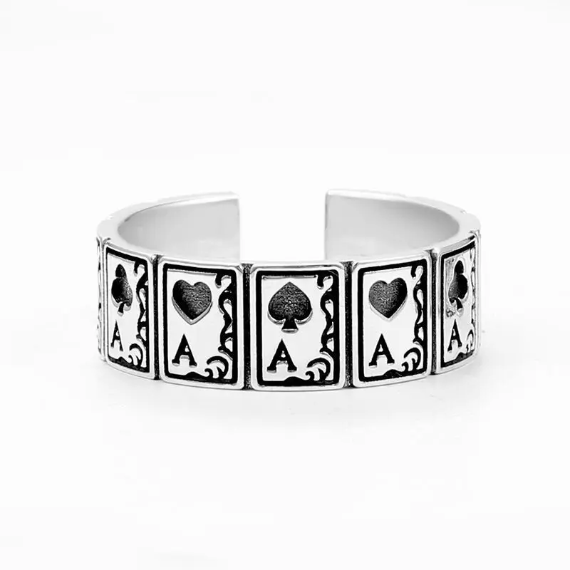 Vintage Punk Poker Card Zircon Ring Image 10