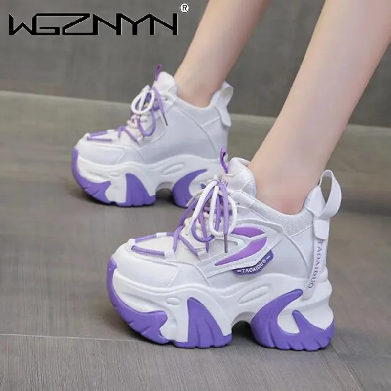 

Autumn Fashion Sneakers For Women 11CM Platform Chunky Casual Shoes High Quality Woman Tenis Female Walking Trainers Thick Sole