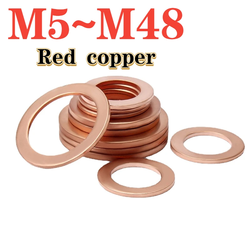 

M5 M6 M8 M10 M12 M14 M16 M18 M20 M22 M24 M27 M30~M48 Purple Copper Sealing Gasket Flat Washer Solid Pure Purple Copper Gasket