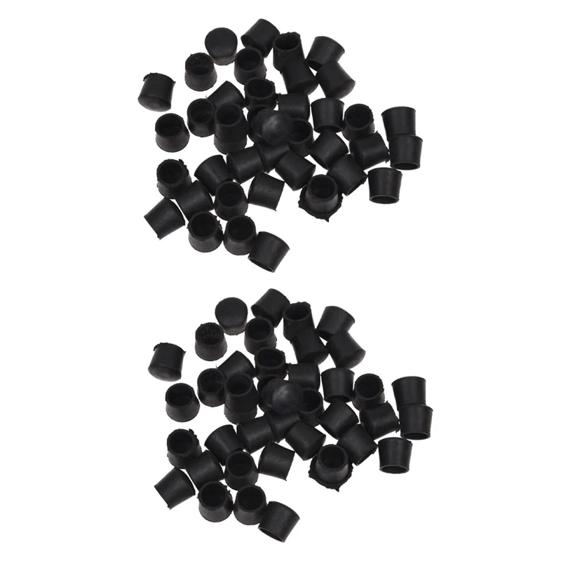 

80 Pcs Black Rubber Chair Table Feet Pipe Tube Tubing End Caps 14Mm