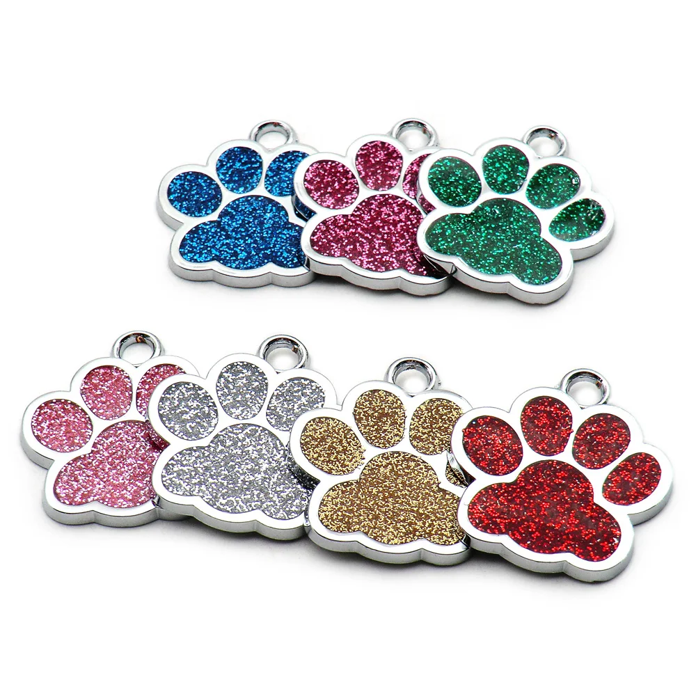 Paw Blank Decoration Dog Pet Id Tags Anti-loss Plate Alloy Lable Personalized Keryrings Accessories 20Pcs pet id tags,dog collar tags,pet id medal pendant,id tag keychain,id tag holder,military dog tags