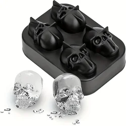 Diamond Rose Silicone Ice Cube Mold - Premium Quality Tray for Crafting Elegant Drinks (4 grid Skull)