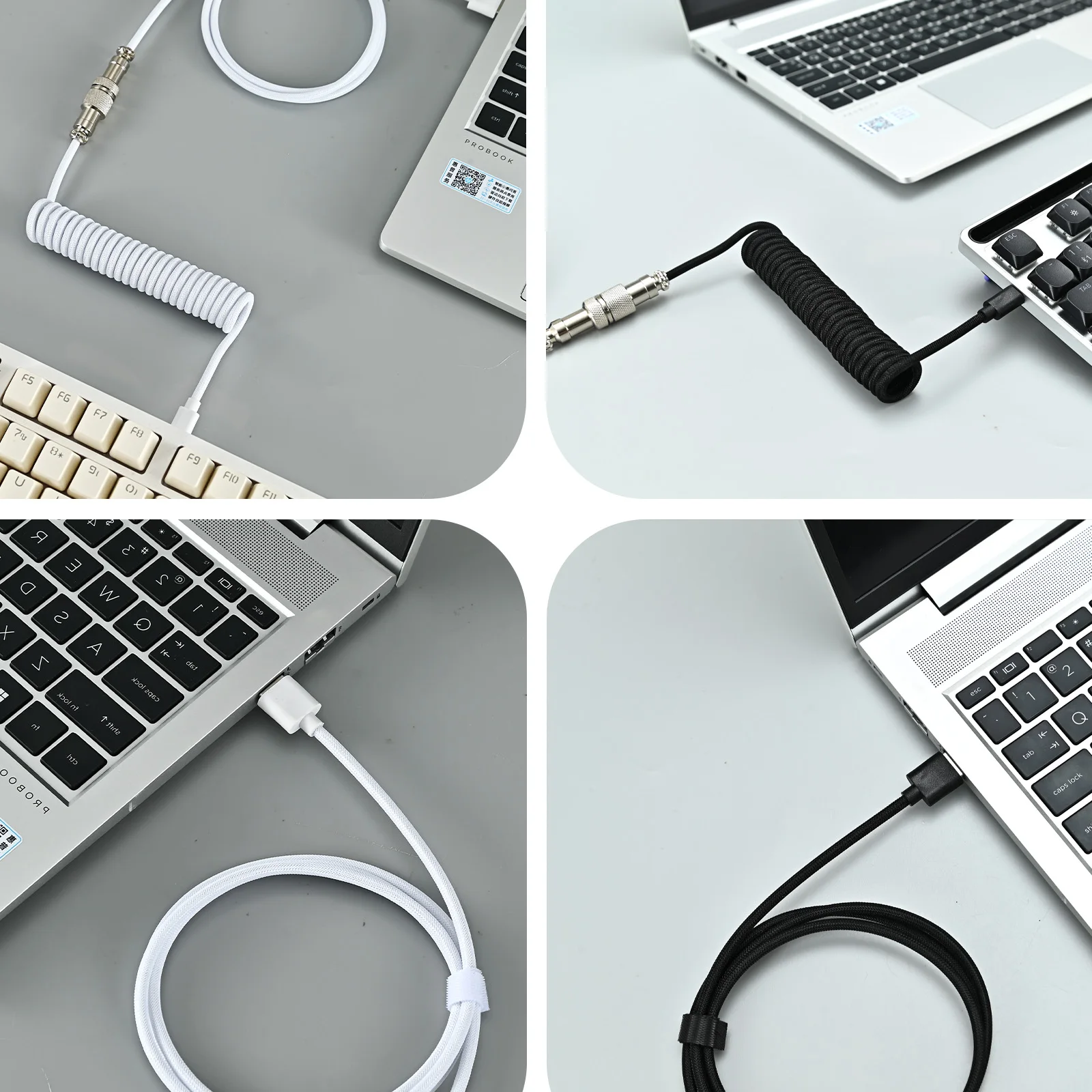 NNBILI Type C Mechanical Keyboard Coiled Cable USB Keyboard Wire Mechanical Keyboard Aviator Desktop Computer Aviation Connector