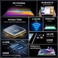 CHUWI Hi10X Pro Tablet Android 13, Unisoc T606 4GB RAM 128GB ROM Tablets，10.1" 1280x800 IPS Screen 7000MAH Battery,2.4G/5G Wifi 2