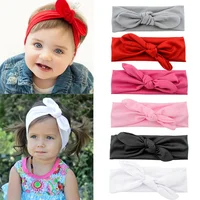 2024 New Baby Nylon Headband Soft Rabbit Bowknot Turban Hair Bands for Children Girls Elastic Headwrap Hair Accessories 1